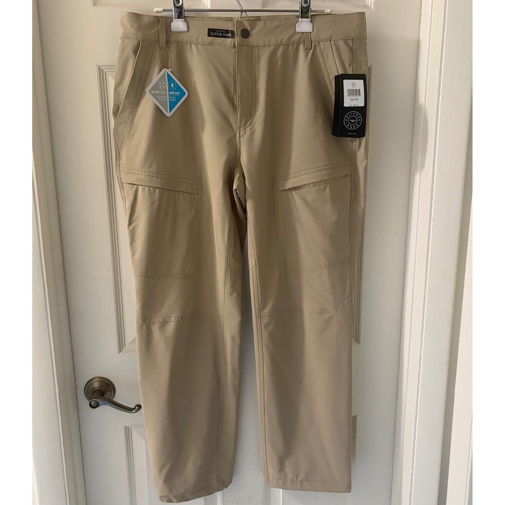 NWT Hi Tec Mens 36x30 Dri Tec Hiking Pants Khaki Water Repellent Outdoor EUC